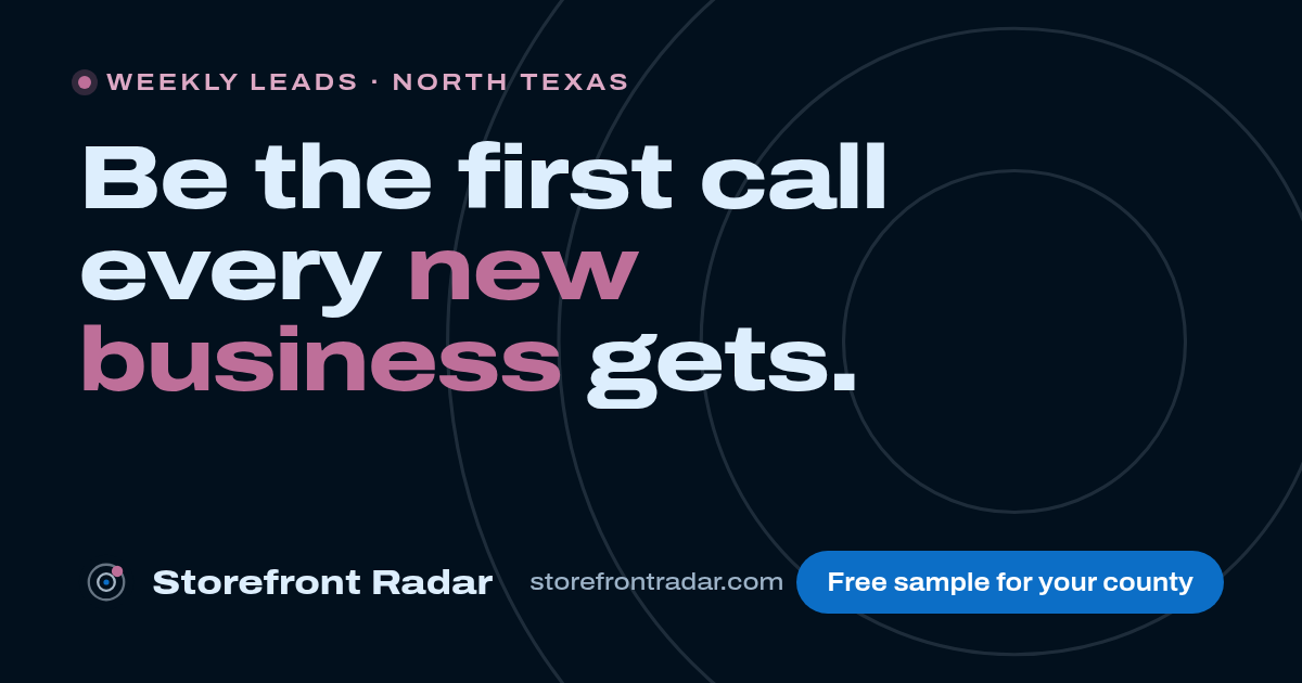 Fire Control Radar Design New Business Leads in Your Texas County Weekly | Storefront Radar